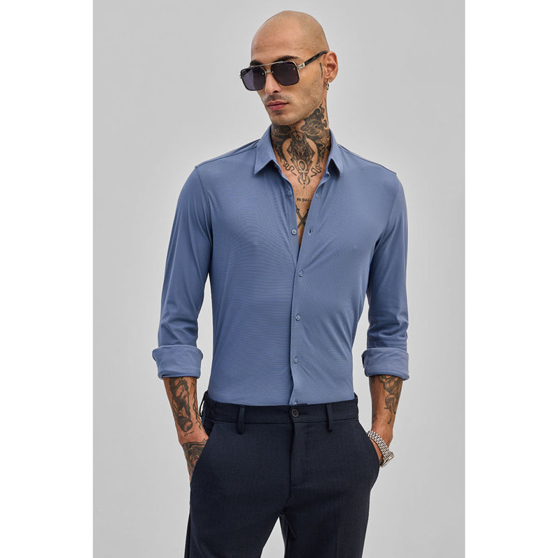 Snitch Blue Stretchable Pique Shirt (2XL)