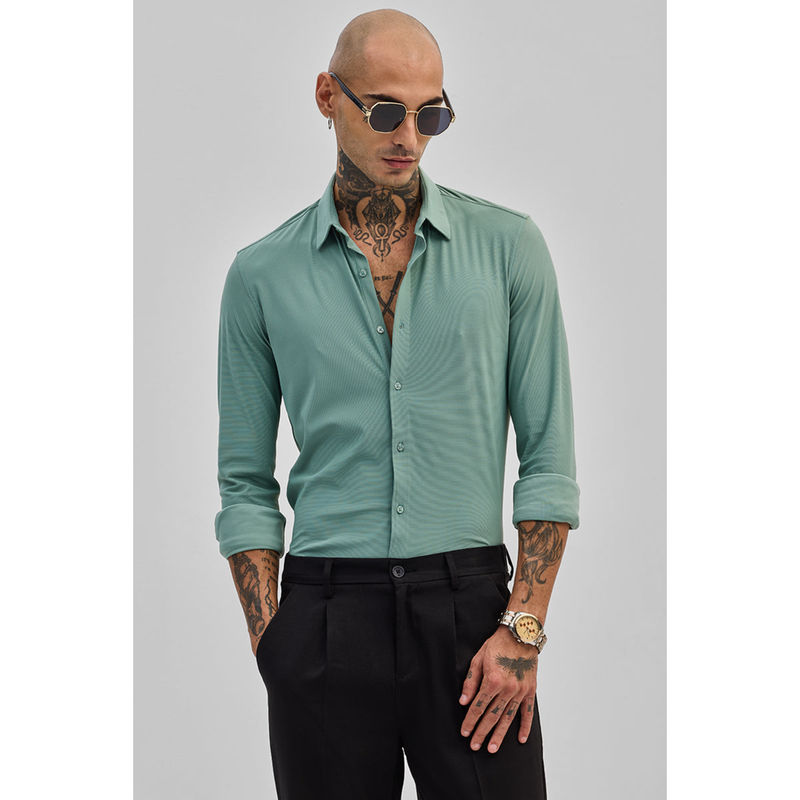 Snitch Green Stretchable Pique Shirt (M)