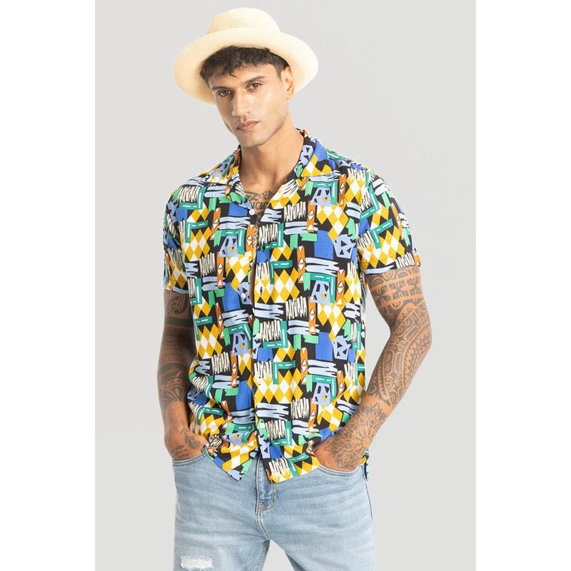 Snitch Multi-Color Printed Cuban Shirt (S)