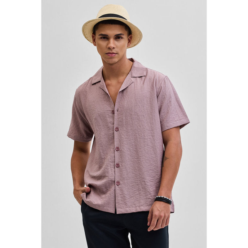 Snitch Mauve Boxy Fit Linen Blend Shirt (M)