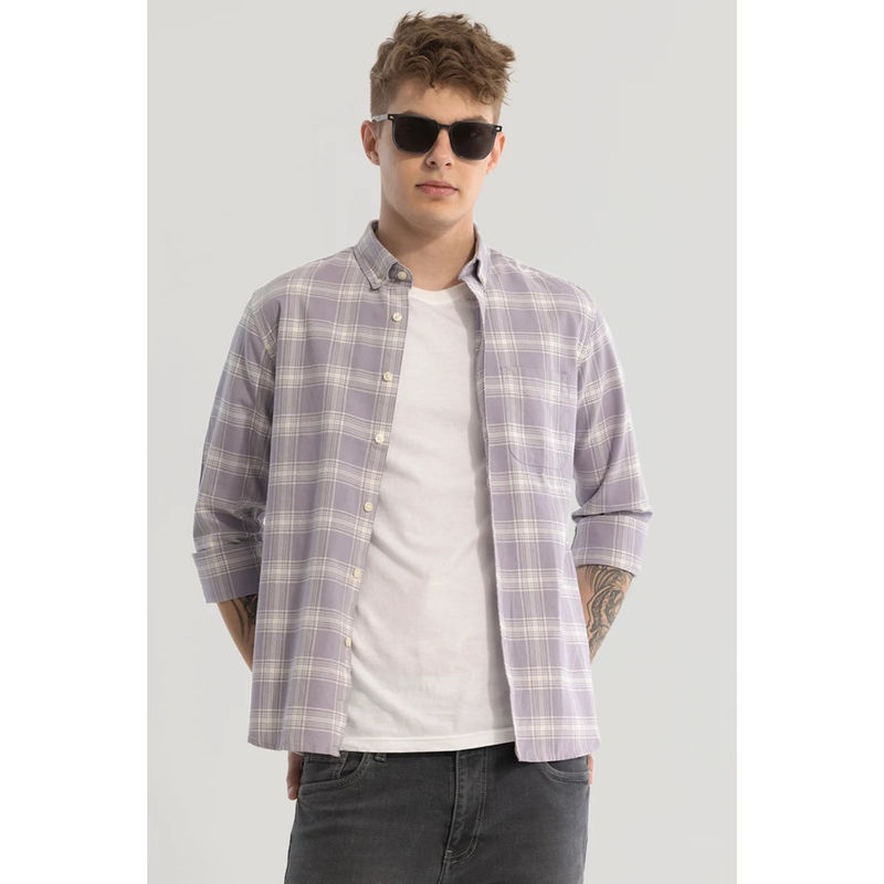 Snitch Lavender Checks Oxford Shirt (2XL)