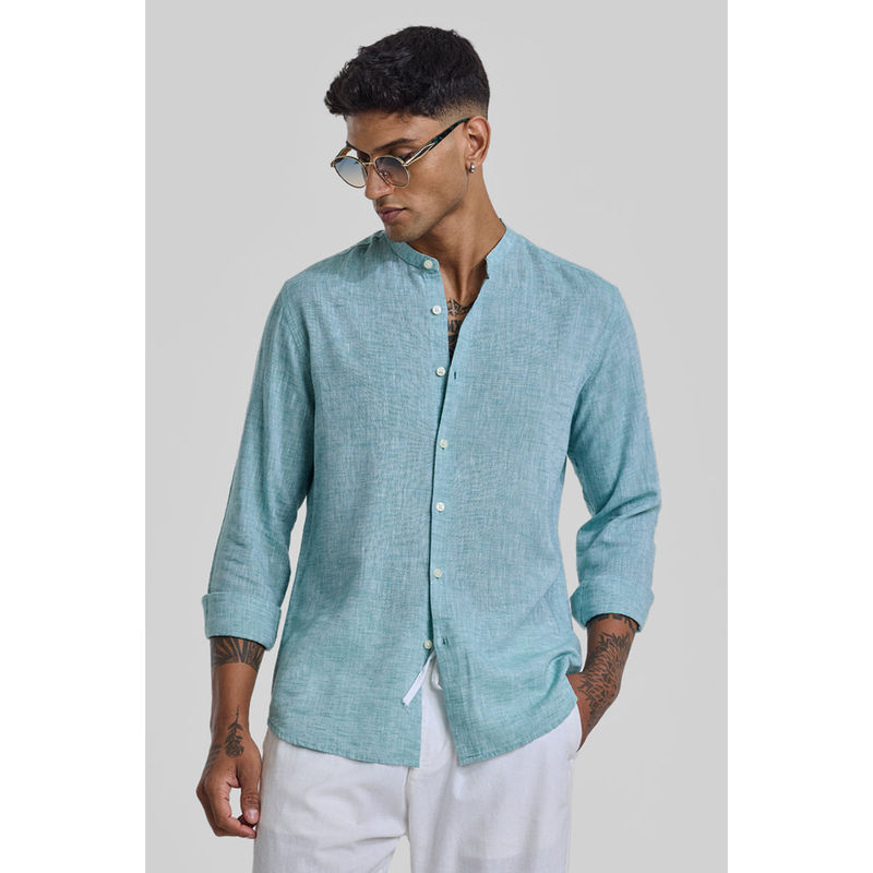 Snitch Turquoise Textured Linen Shirt (XL)