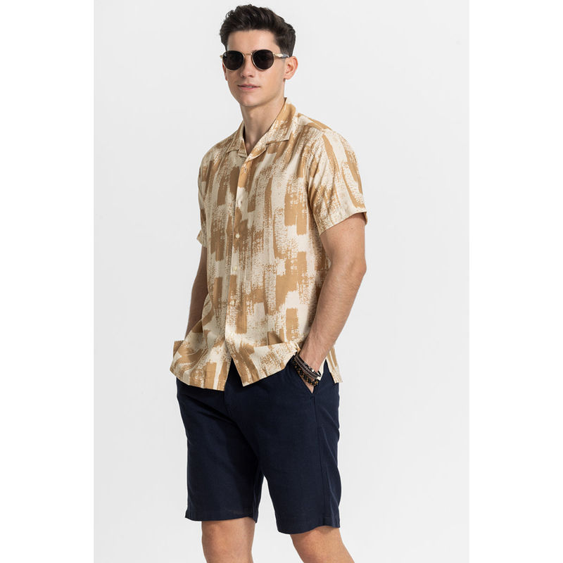 Snitch Beige Cuban Abstract Shirt (S)
