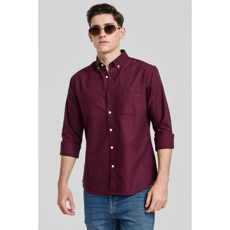 Snitch Magenta Solid Oxford Shirt (L)