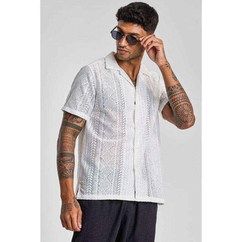 Snitch White Cuban Crochet Shirt (XL)