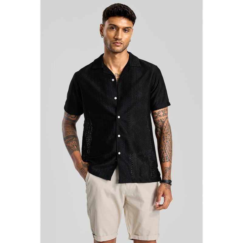 Snitch Black Cuban Crochet Shirt (XL)