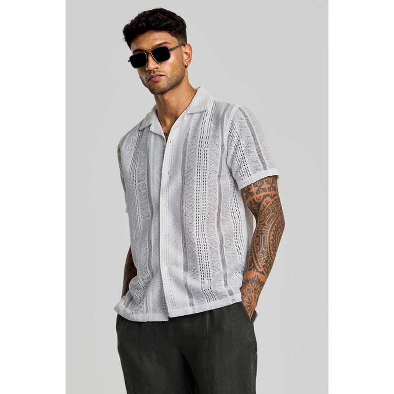 Snitch White Cuban Crochet Shirt (XL)