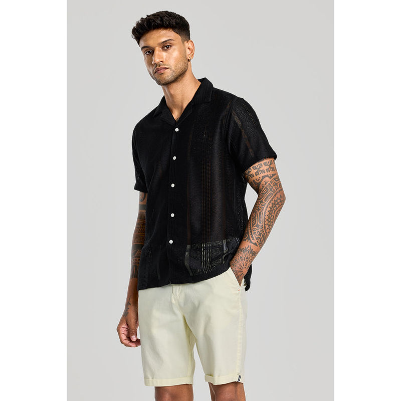 Snitch Black Cuban Crochet Shirt (XL)