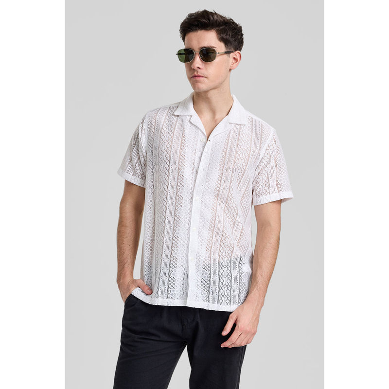 Snitch White Stripes Crochet Shirt (L)