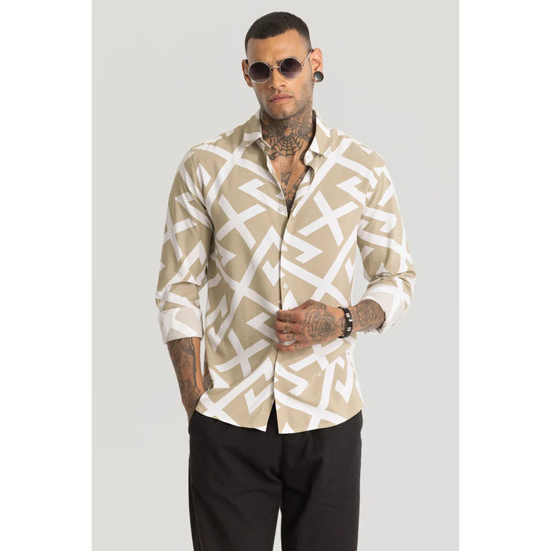 Snitch Beige Printed Shirt (2XL)