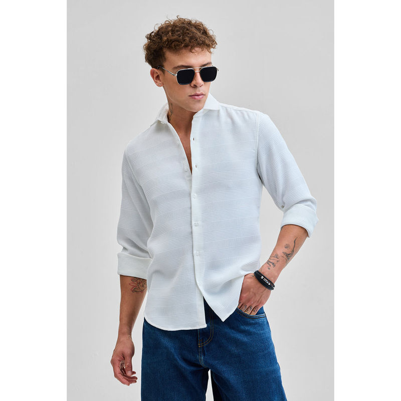 Snitch White Stripes Slim Fit Shirt (2XL)