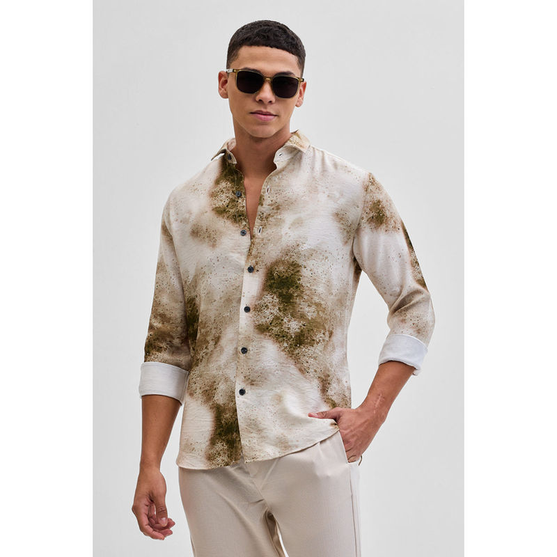 Snitch Cream Tie & Dye Printed Shirt (XS)