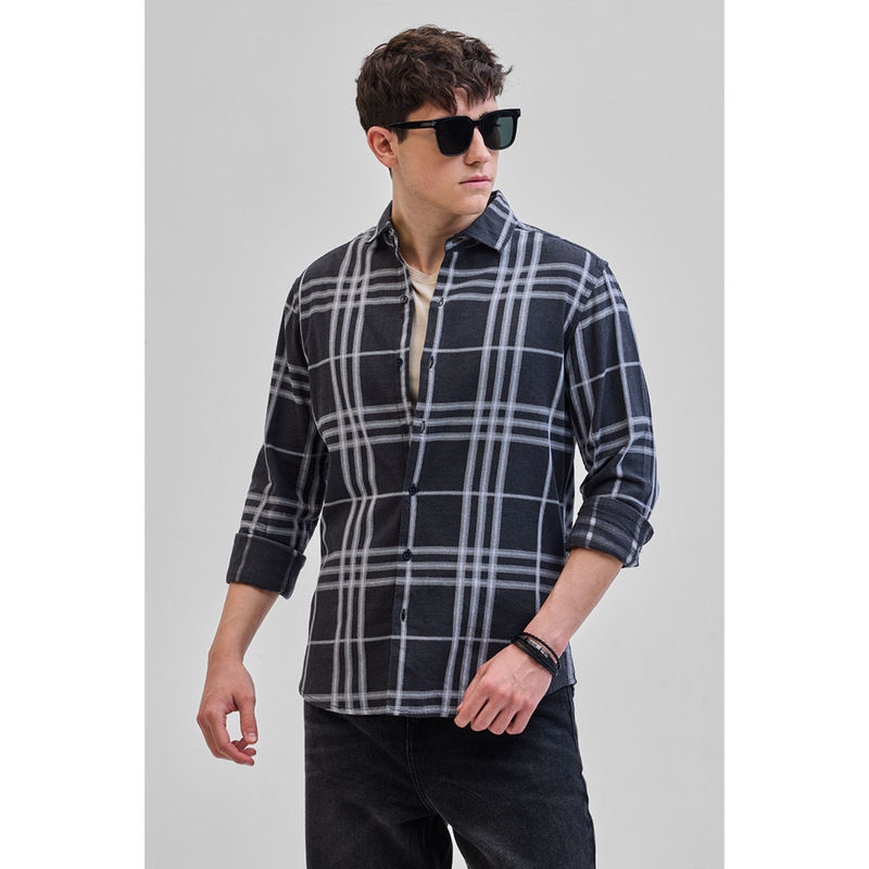 Snitch Charcoal Grey Checks Shirt (XS)