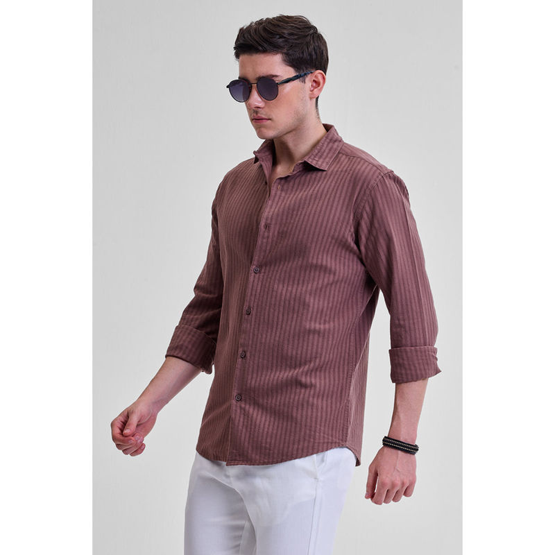 Snitch Mauve Stripes Slim Fit Shirt (L)