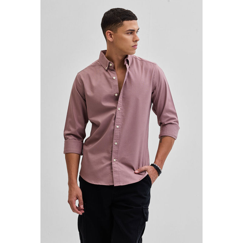 Snitch Mauve Solid Oxford Shirt (M)