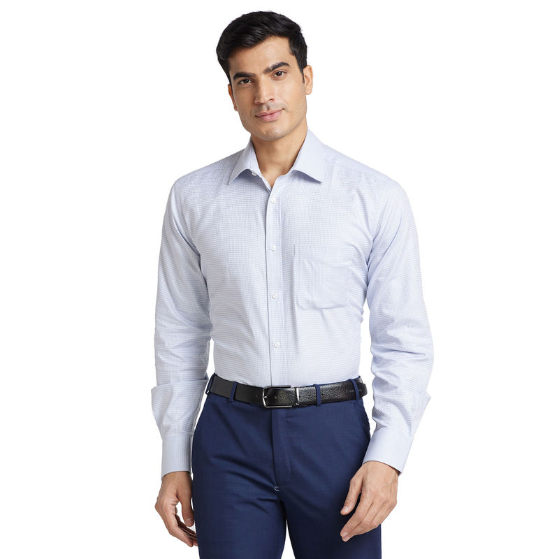 Park Avenue Men Comfortable Fit Cotton Self Design Grey Formal Shirt (44)