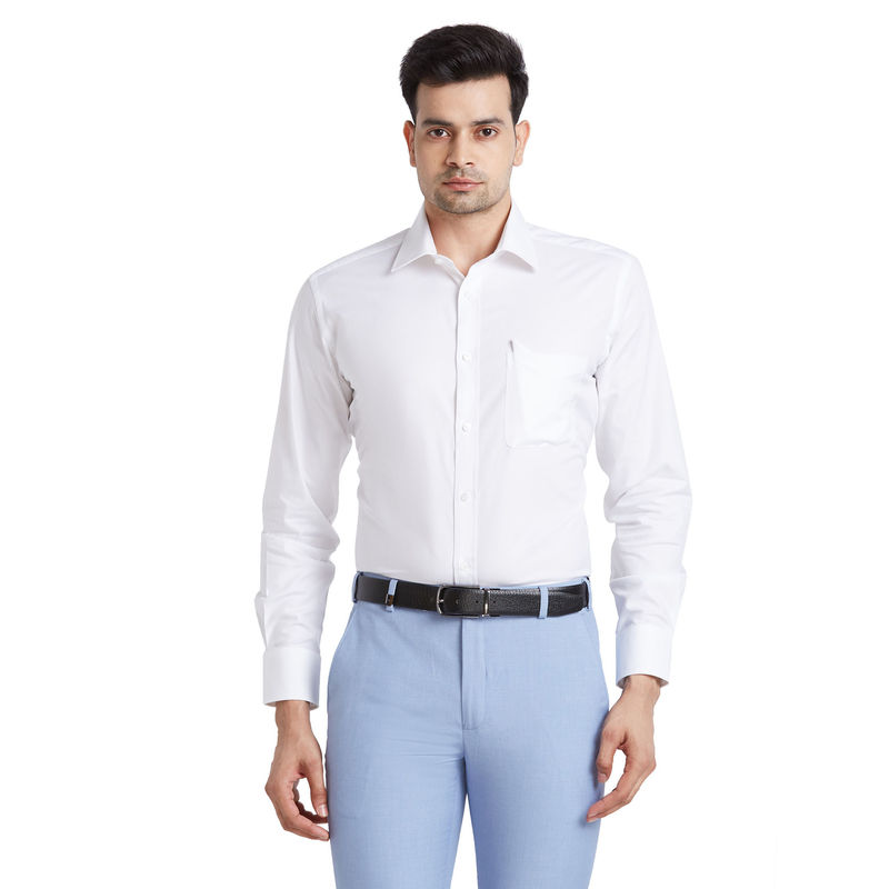 Park Avenue Men Comfortable Fit Cotton Solid White Formal Shirt (44)