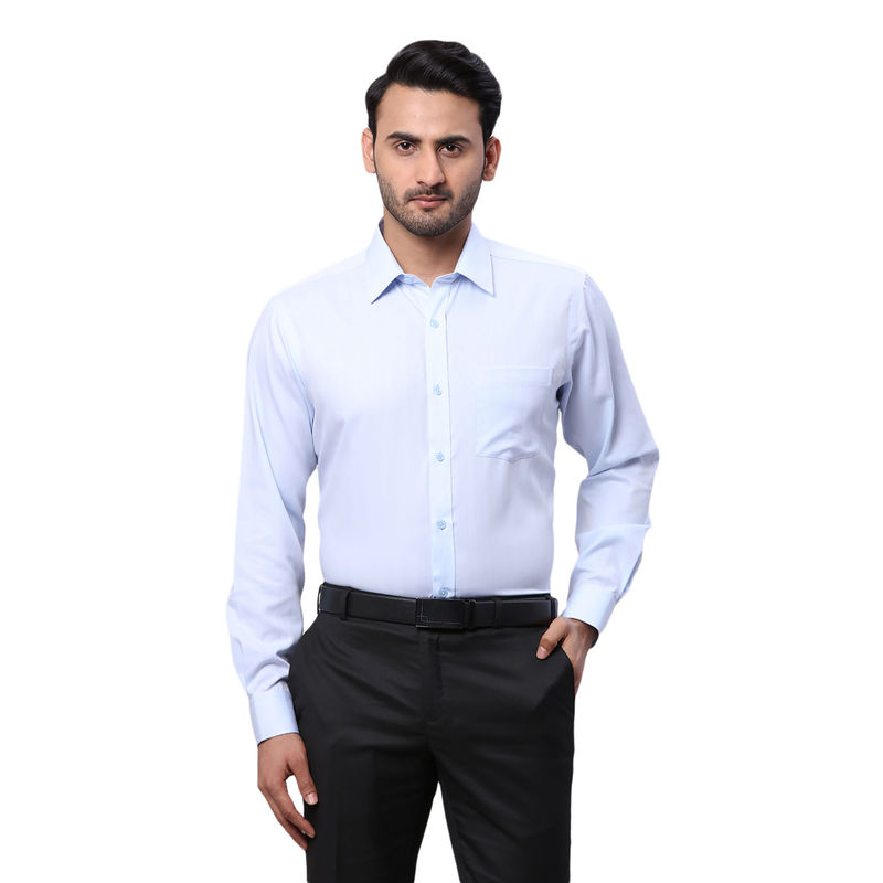 Park Avenue Men Regular Fit Cotton Stripes Blue Formal Shirt (39)