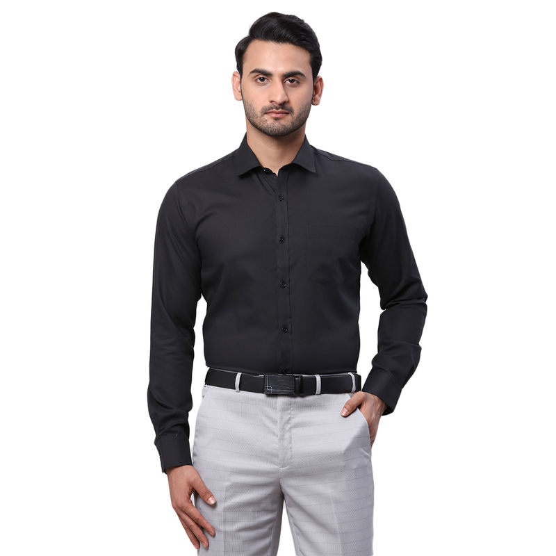 Buy Park Avenue Men Slim Fit Cotton Solid Black Formal Shirt Online