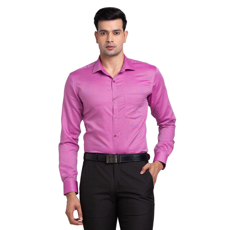 Park Avenue Men Slim Fit Cotton Solid Purple Formal Shirt (38)