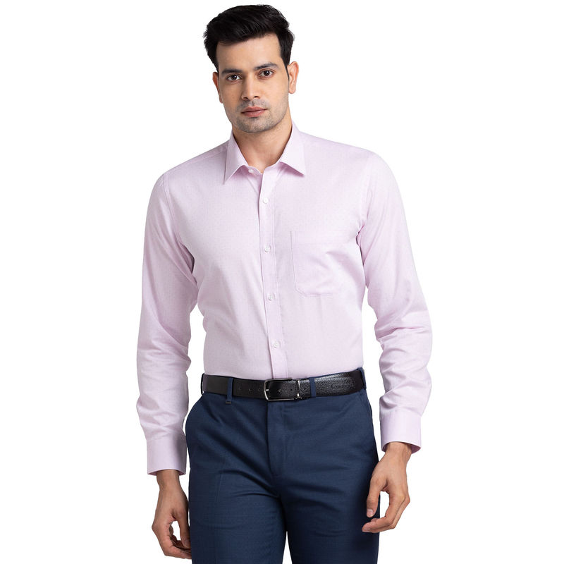 Raymond Men Comfortable Fit Cotton Self Design Lavender Formal Shirt (39)