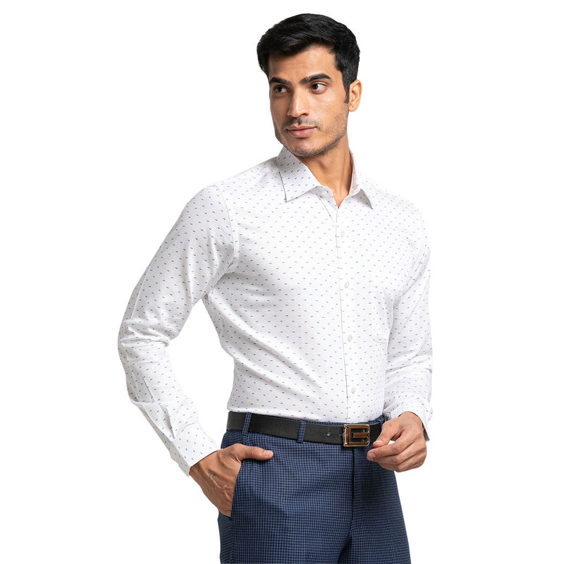 Raymond Men Slim Fit Cotton Printed White Formal Shirt (42)
