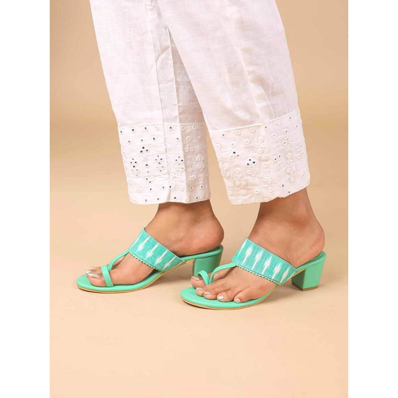 The Madras Trunk Women Kaya Green Block Heels (EURO 36)