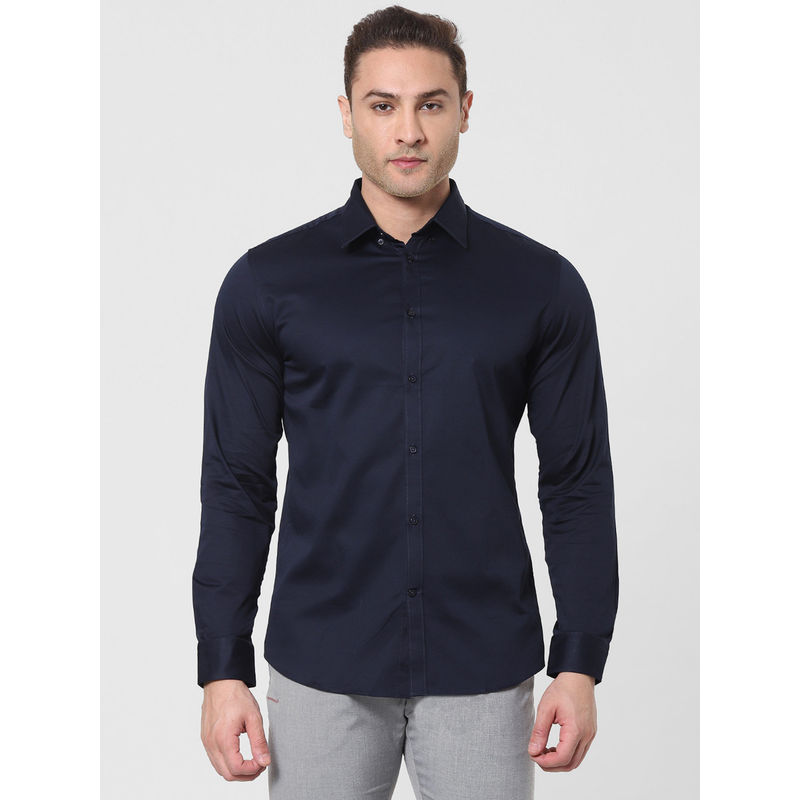 Selected Navy Blue Full Sleeves Shirt (M)