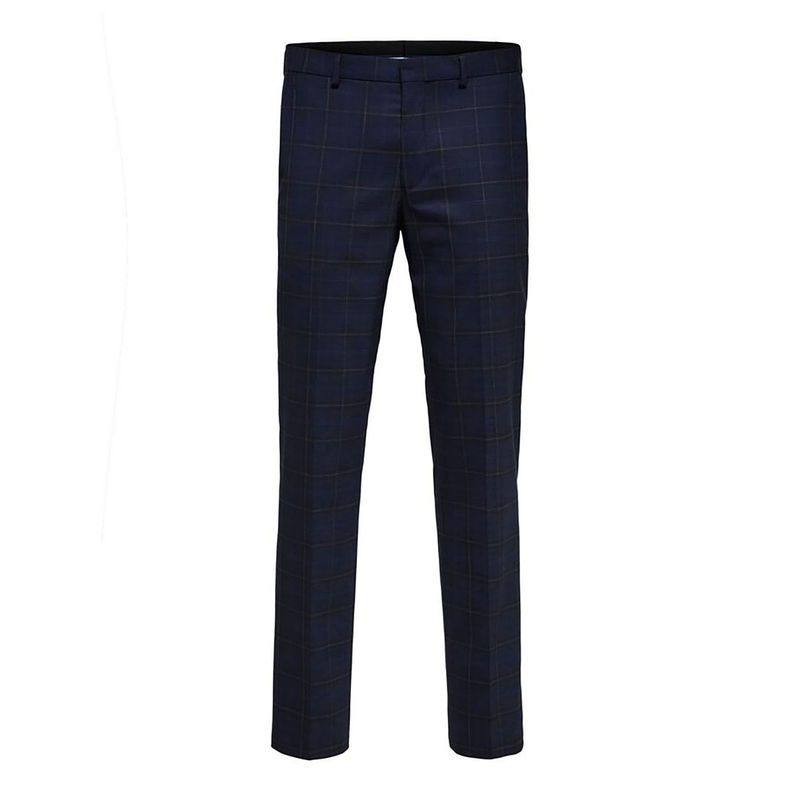 Selected Blue Check Formal Suit Trousers -32