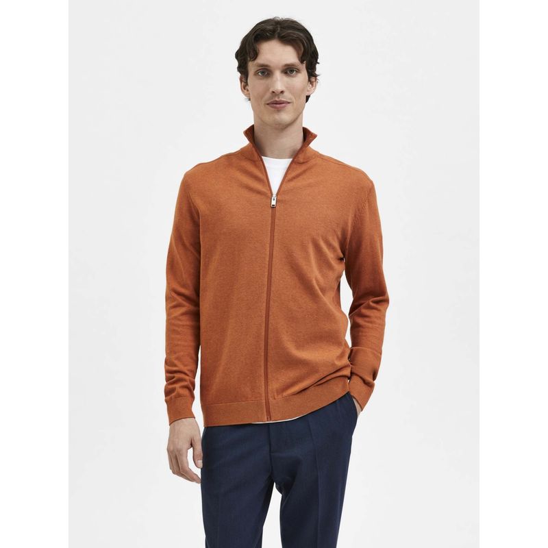 Selected Orange Turtleneck Zip Up Cardigan (M)