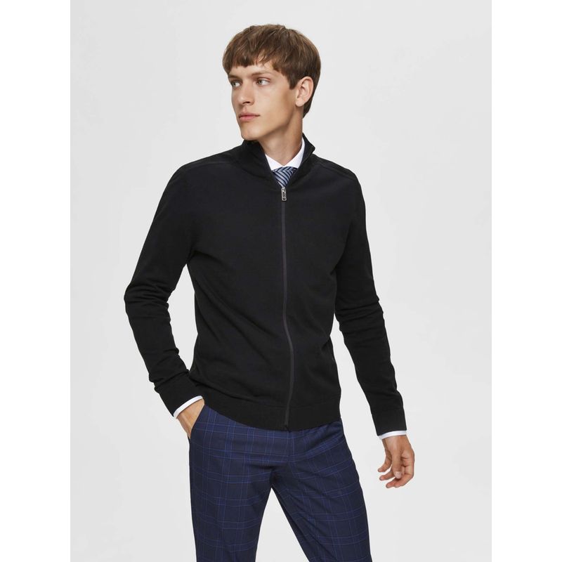 Selected Black Turtleneck Zip Up Cardigan (S)