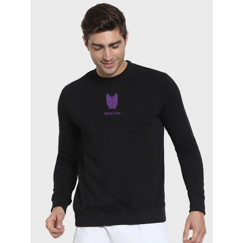 Bewakoof Men's Black AOT Founding Titan Graphic Printed Sweatshirt (S)