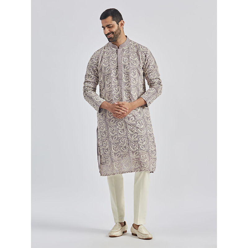 Vastramay Men'S Lavender Georgette Kurta and Pyjama (Set of 2) (S)