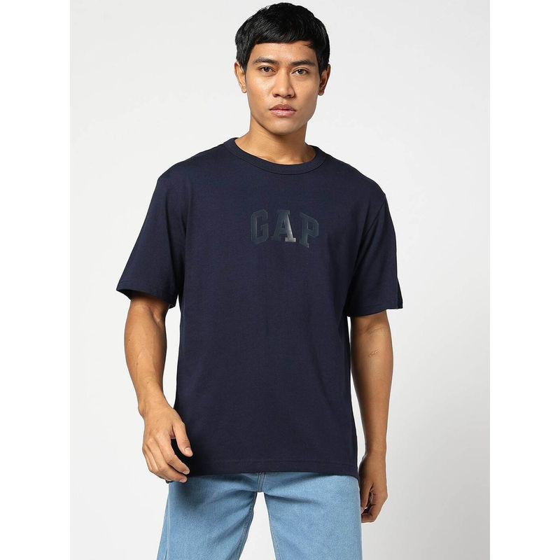 GAP Mens Logo Print Crew Neck T-Shirt Navy Blue (M)