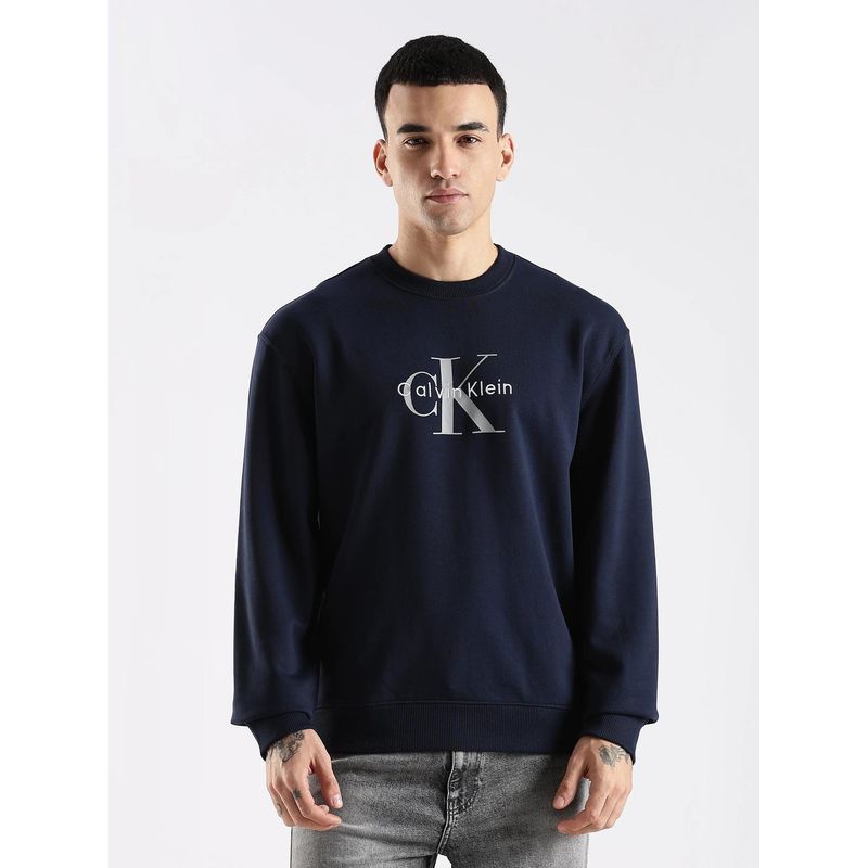 Calvin Klein Blue Logo Relaxed Fit Cotton Sweatshirt (S)