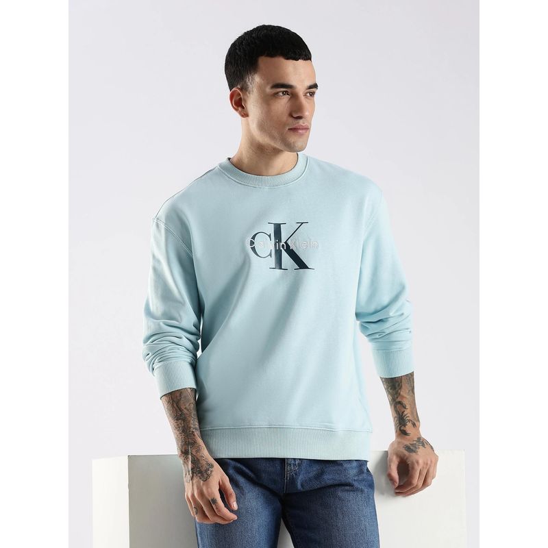 Calvin Klein Blue Logo Relaxed Fit Cotton Sweatshirt (XL)