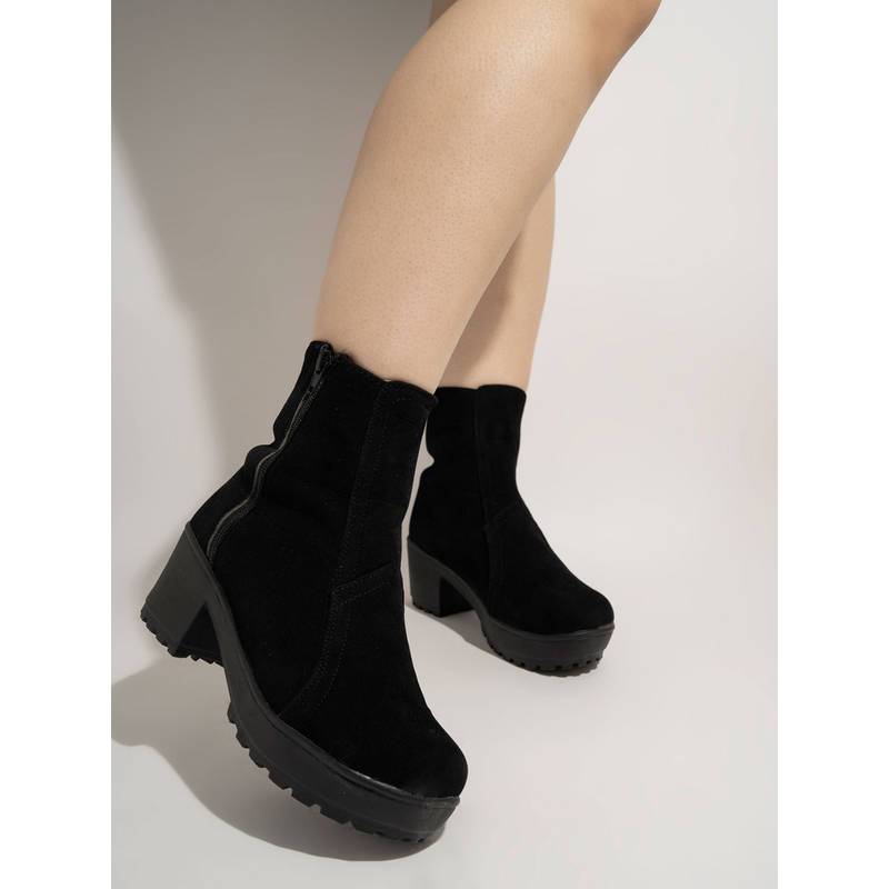 Shoetopia Women Solid Black Boots (EURO 38) (EURO 38)