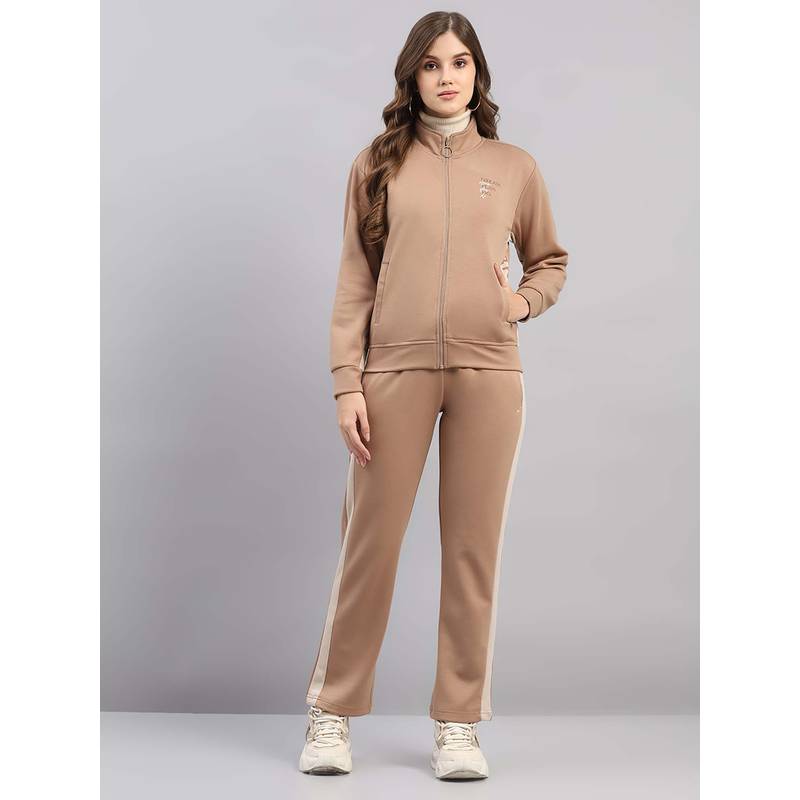 Monte Carlo Women's High Neck Full Sleeve Brown Tracksuit (S)