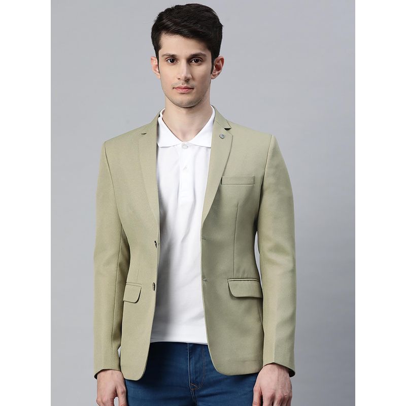 ESSAS club Men Single-Breasted Regular Fit Solid Green Blazer (42)