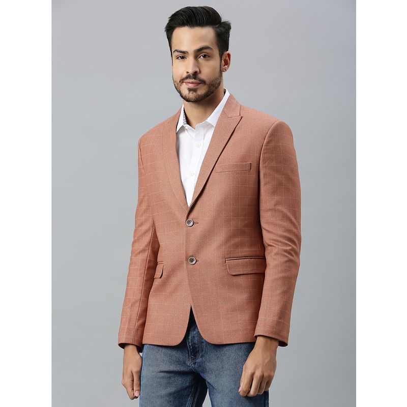 ESSAS club Men Single-Breasted Regular Fit Orangish Peach Blazer (36)