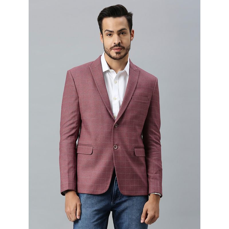 ESSAS club Men Single-Breasted Regular Fit Mauve Blazer (36)