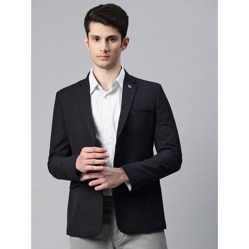 ESSAS club Men Premium Formal Single-Breasted Regular Fit Black Blazer (38)