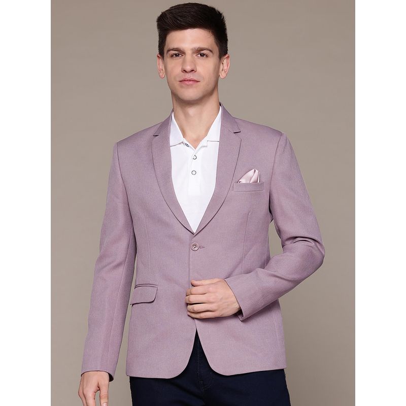 ESSAS club Men Lavender Slim-Fit Single-Breasted Formal Blazer (38)
