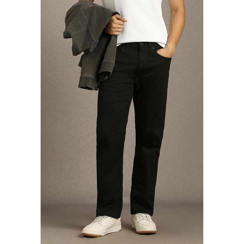 Louis Philippe Men Black Dark Straight Fit Jeans (32)