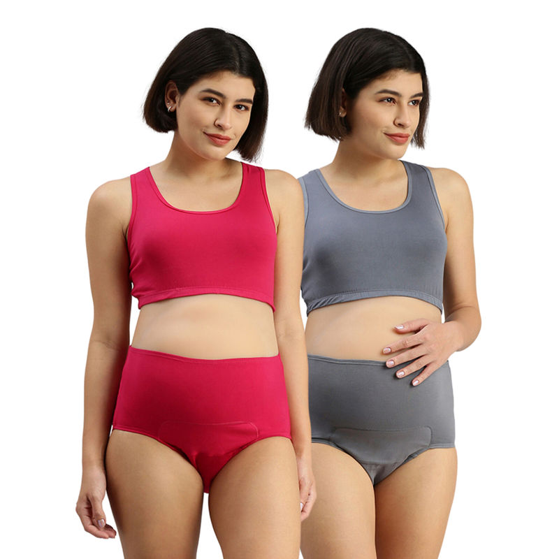 Adira Pink & Grey Post-Delivery Period Panties (Pack of 2) (M)
