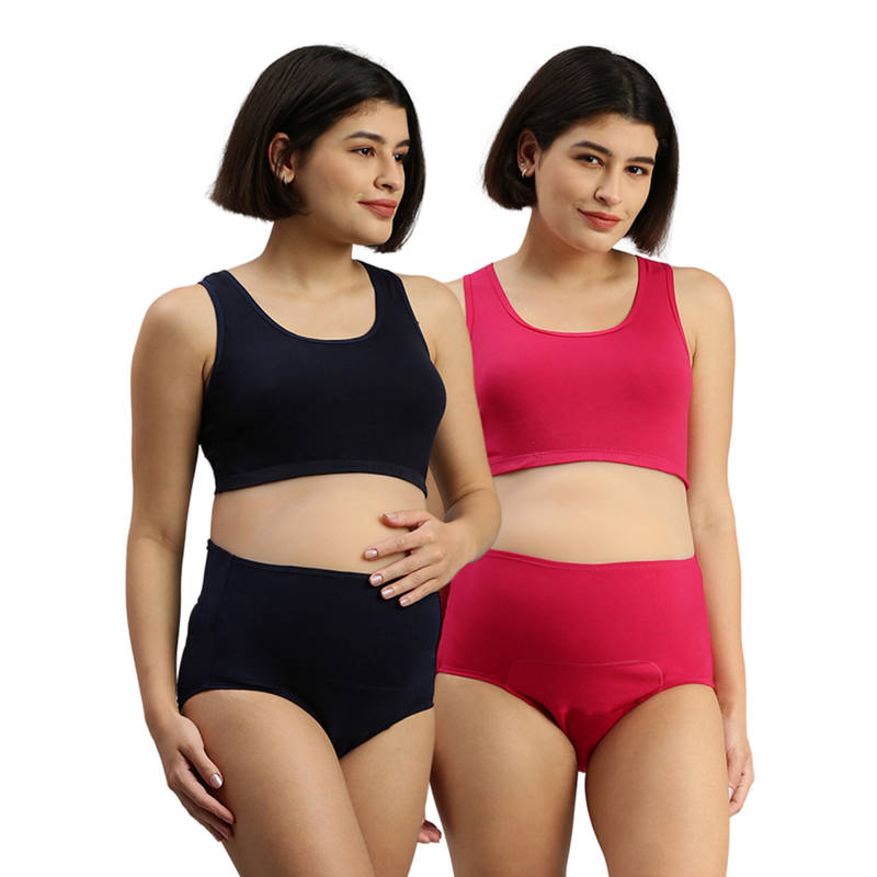Adira Navy Blue & Pink Post-Delivery Period Panties (Pack of 2) (3XL)