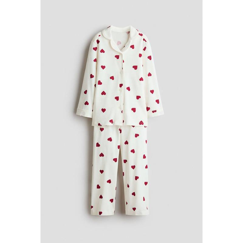 H&M Girls White Printed Cotton Pyjamas (1.5-2 Years)