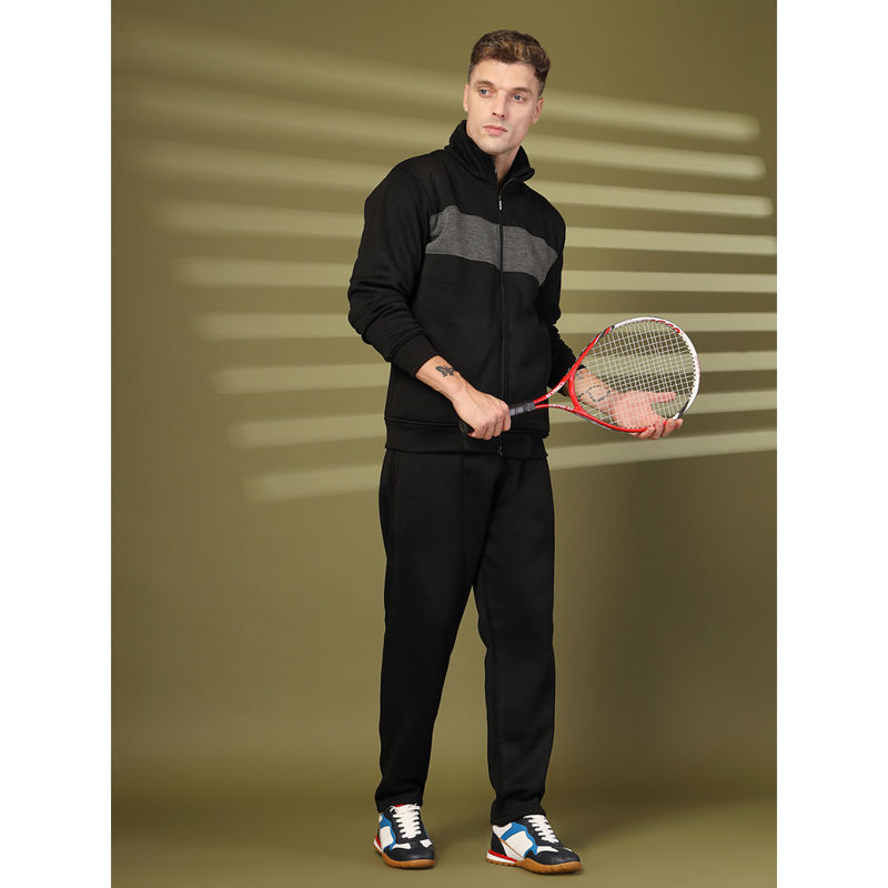 CHKOKKO Black Men Winter Tracksuit For Gym And Sports (XL)