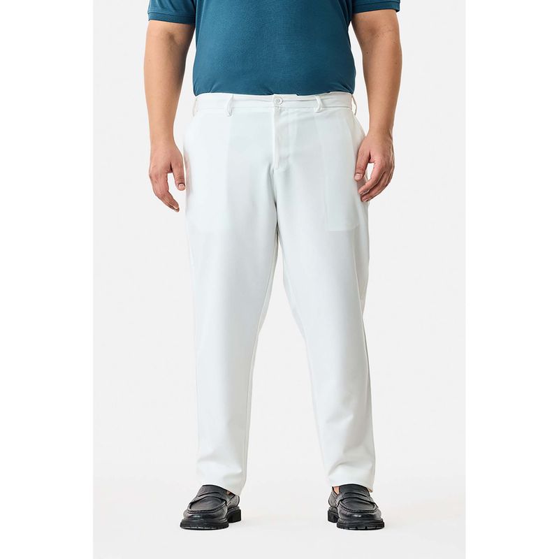 Snitch White Solid Regular Formal Plus Size Trouser for Men (40)