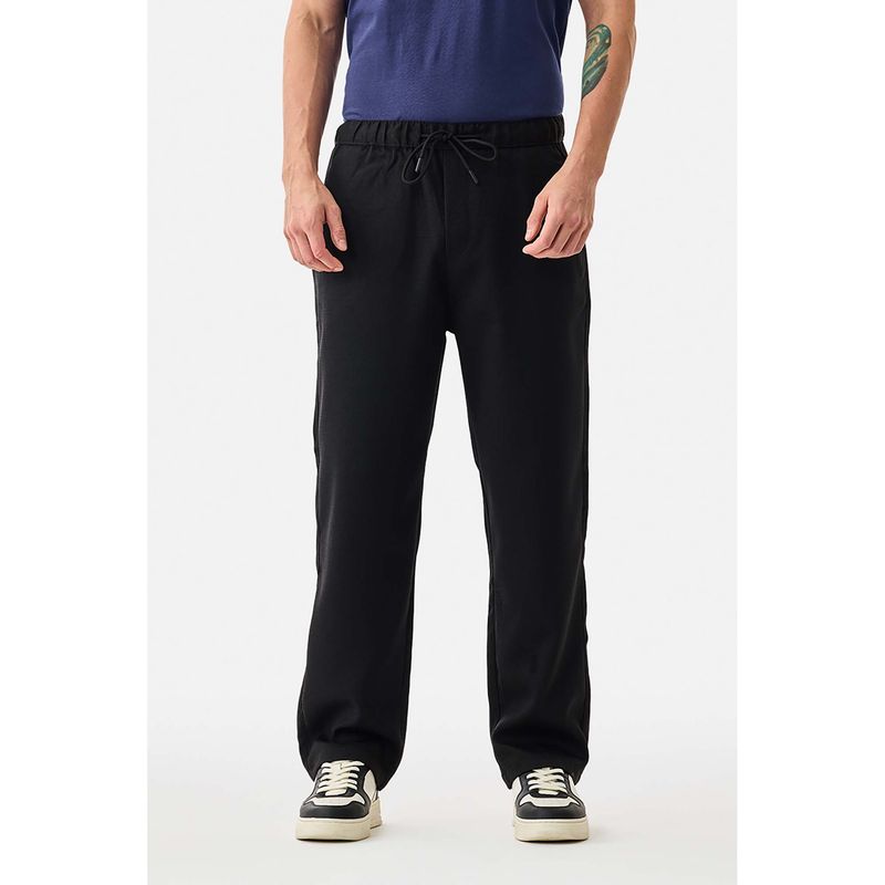 Snitch Black Solid Loose Casual Trackpant for Men (28)